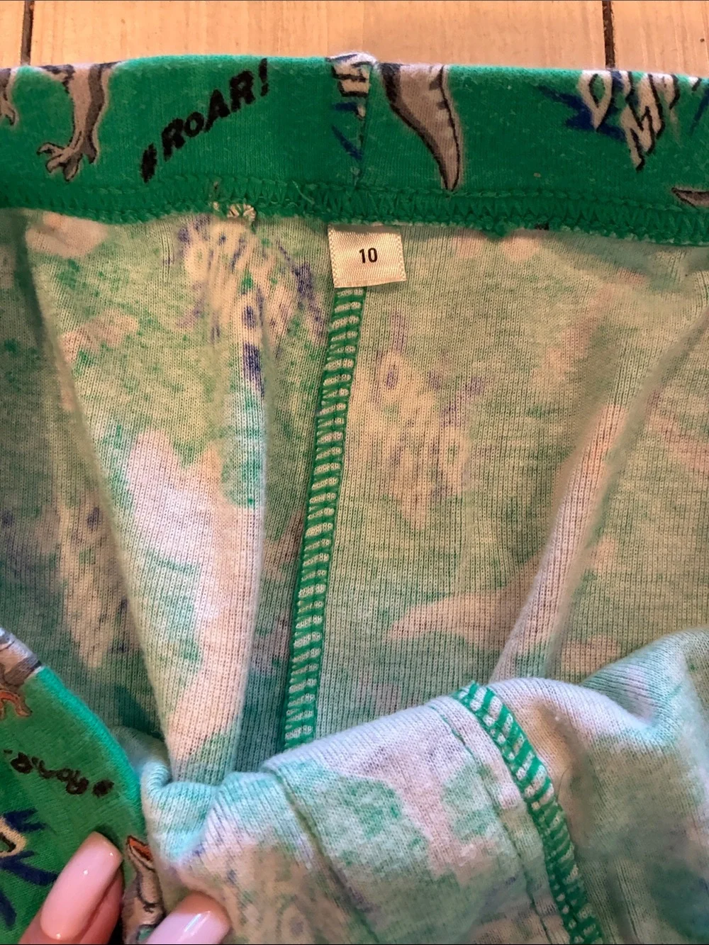 Kids Green Dino Graphic Pajama Set - Long Sleeve Top & Pants